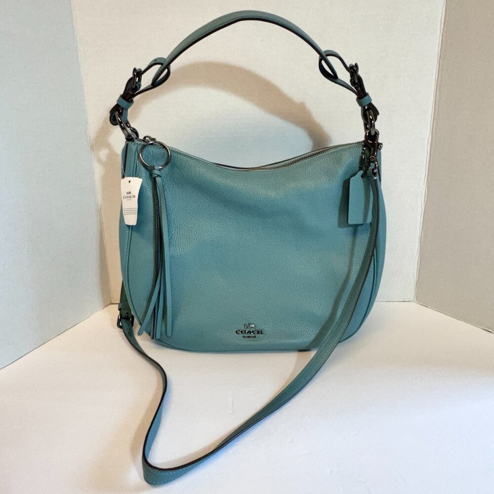Coach Sutton Hobo Polished Pebble Leather Bag Purse Marine Blue style 35593 - Picture 3 of 14